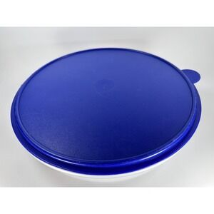 Tupperware Pie Cupcake Keeper Taker Pizza Cake Carrier 12" Clear Blue Lid 4889A